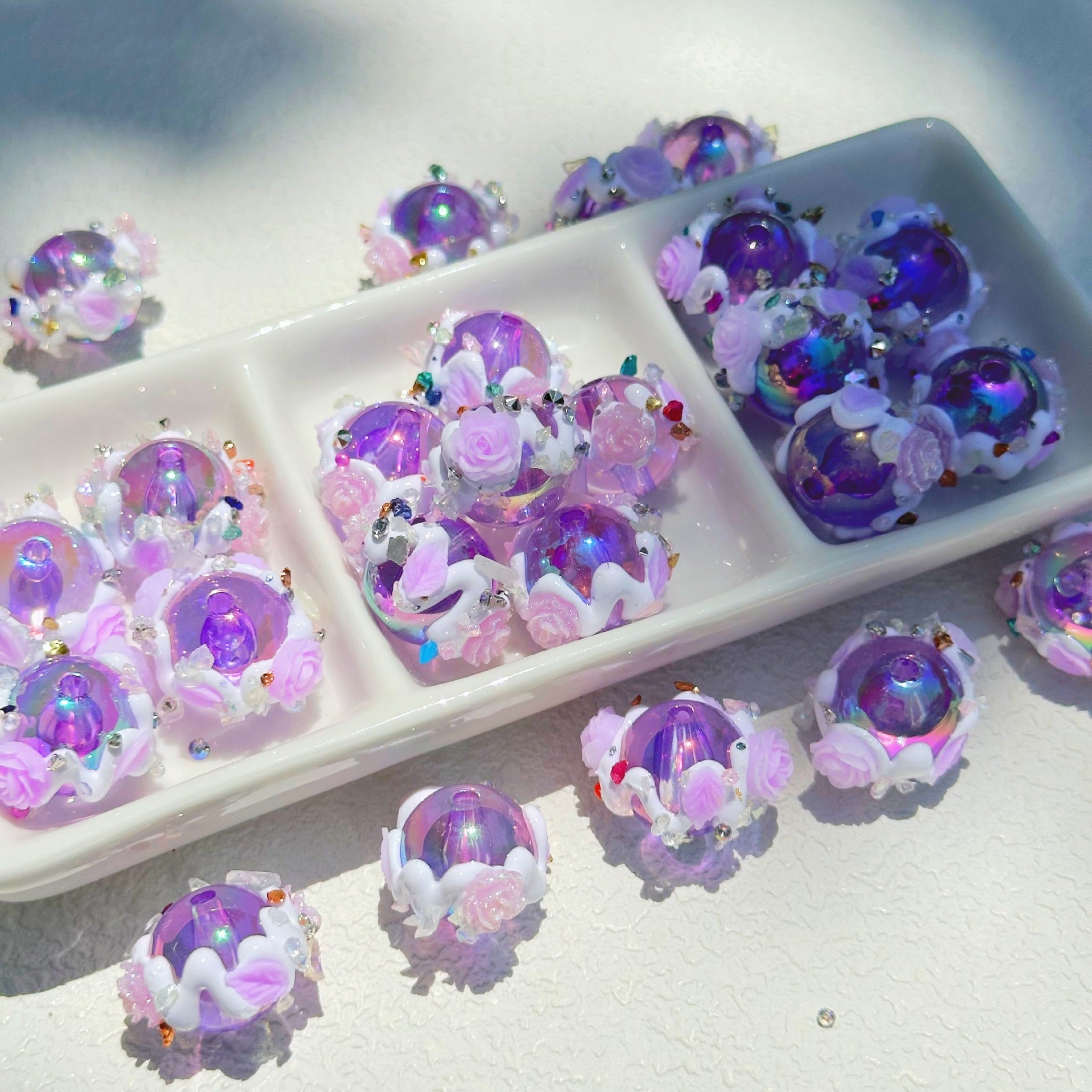 Wholesale 10pcs 3mm Diameter Diamond Girl Flower Series Hand-painted Beads